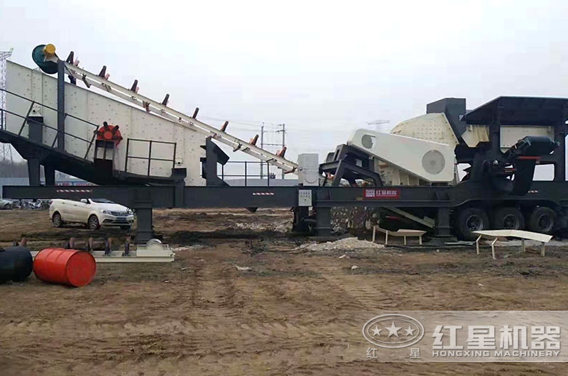郑州时产220吨的建筑垃圾破碎现场